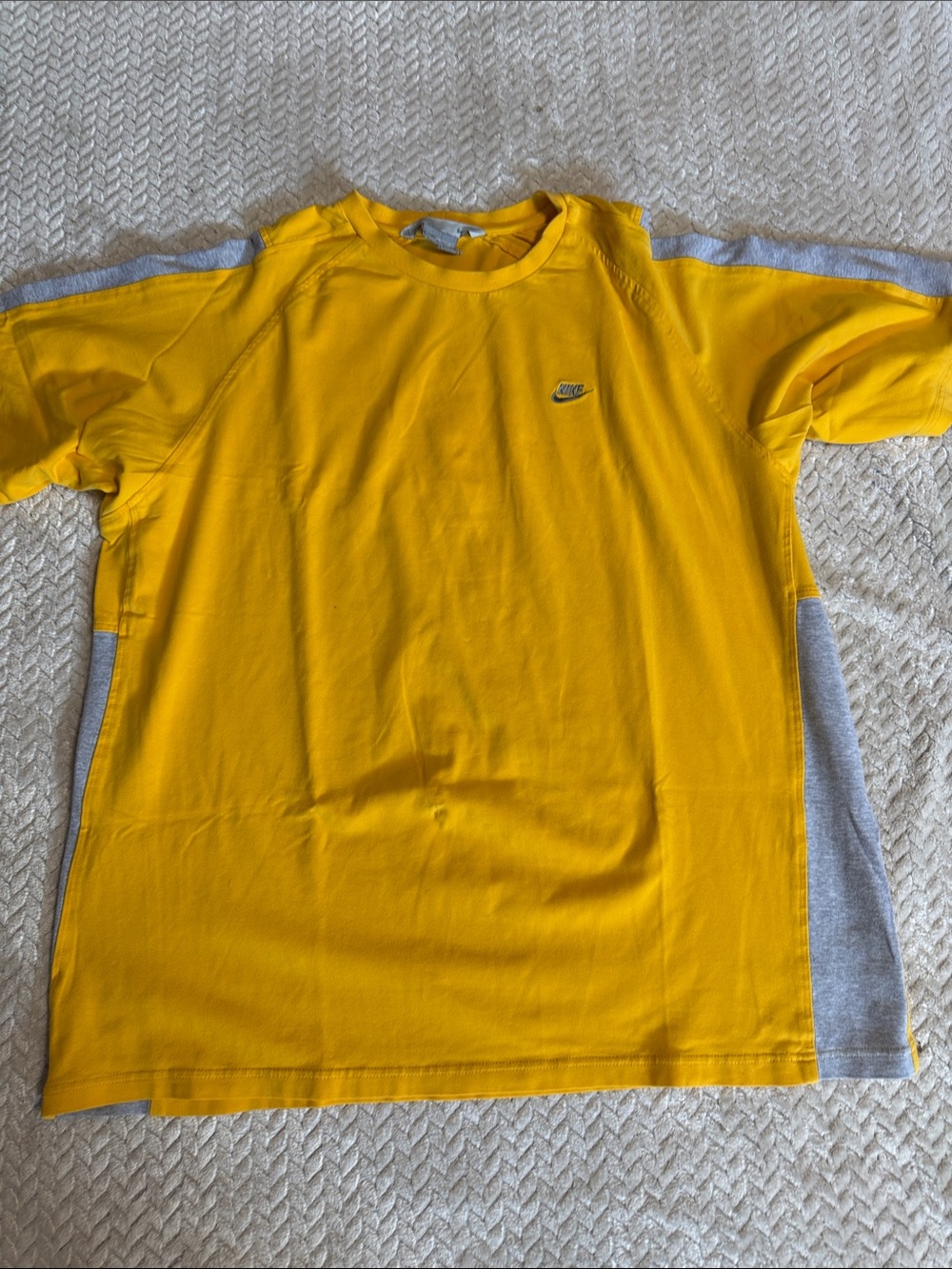 Nike Bright Yellow Tee with Gray Panel Accents